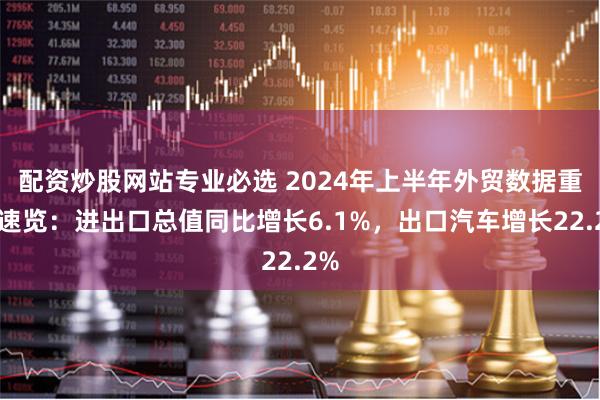 配资炒股网站专业必选 2024年上半年外贸数据重点速览：进出口总值同比增长6.1%，出口汽车增长22.2%